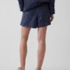 Pantalones cortos de popelín de algodón orgánico a rayas