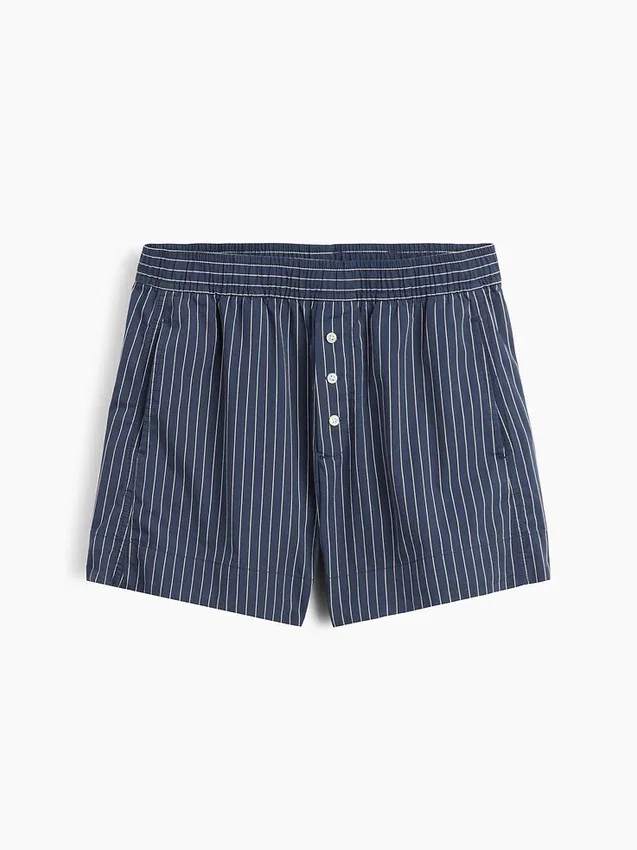 Pantalones cortos de popelín de algodón orgánico a rayas