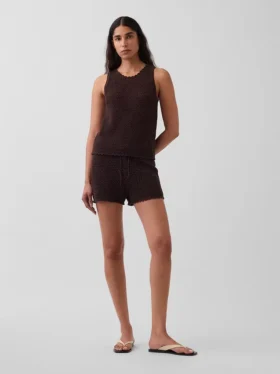Pantalones cortos de punto de ganchillo 100 % algodón