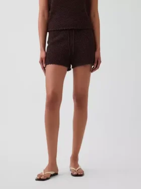 Pantalones cortos de punto de ganchillo 100 % algodón