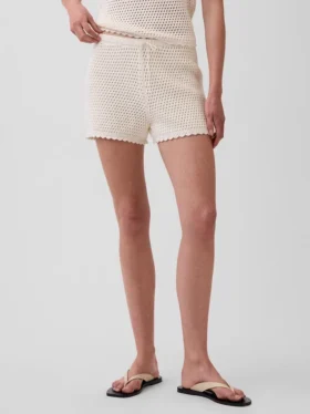 Pantalones cortos de punto de ganchillo 100 % algodón