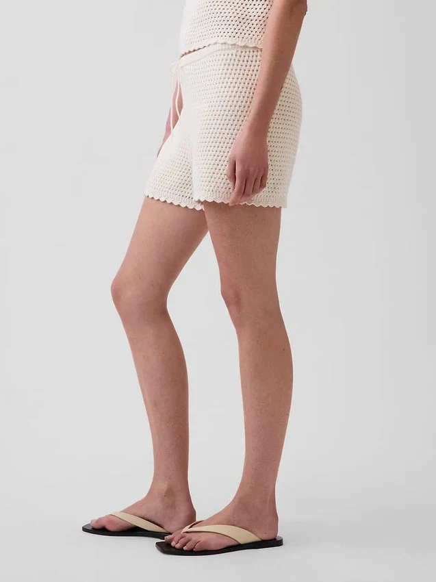 Pantalones cortos de punto de ganchillo 100 % algodón