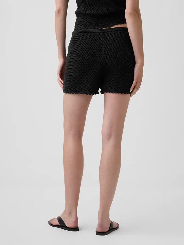 Pantalones cortos de punto de ganchillo 100 % algodón