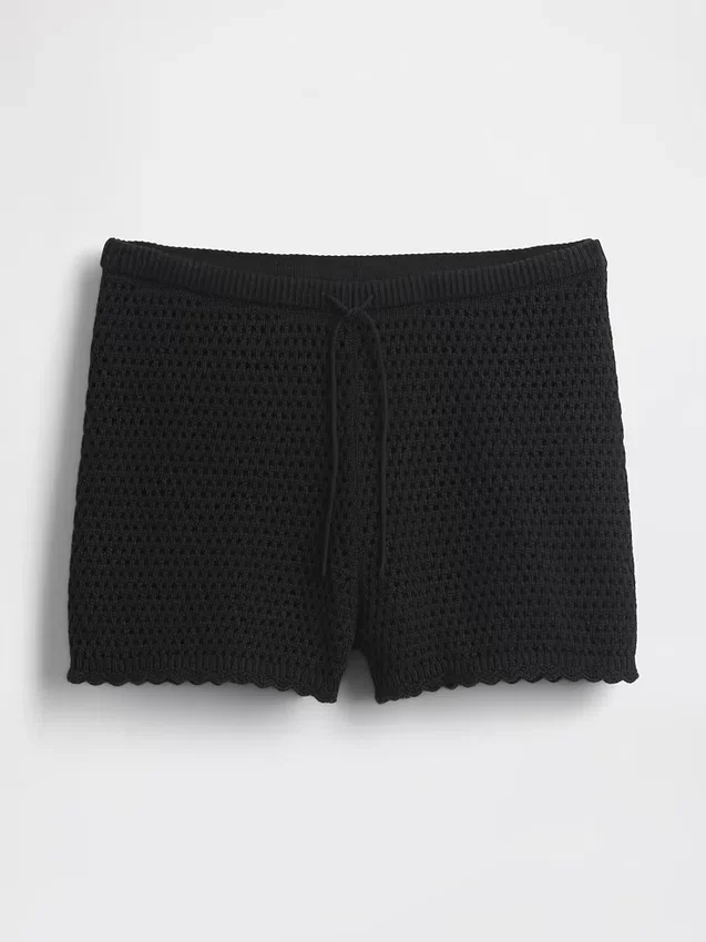 Pantalones cortos de punto de ganchillo 100 % algodón