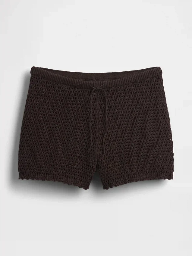 Pantalones cortos de punto de ganchillo 100 % algodón