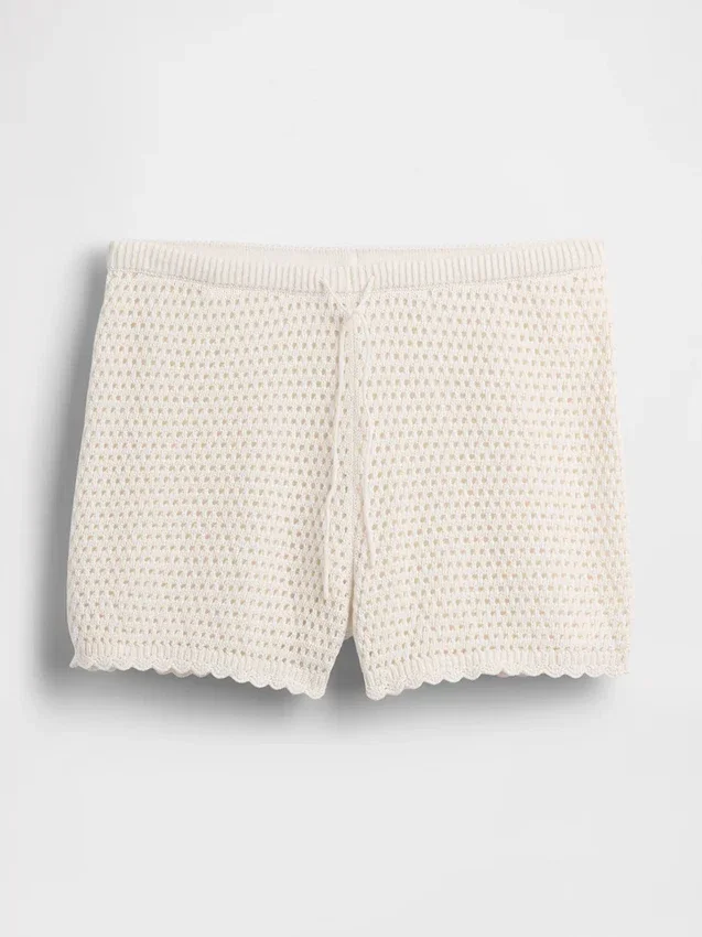 Pantalones cortos de punto de ganchillo 100 % algodón