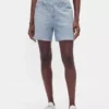 Pantalones cortos de punto vaquero estampado de talle medio