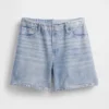 Pantalones cortos de punto vaquero estampado de talle medio