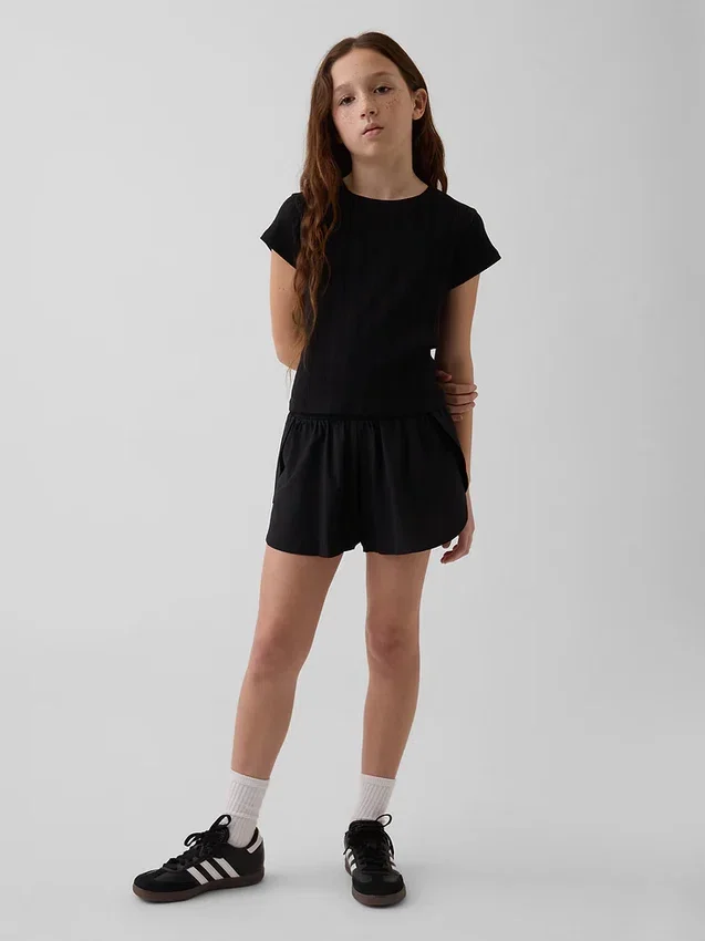 Pantalones cortos de running de secado rápido con bajo de mariposa para niños