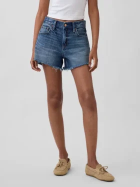 Pantalones cortos de talle medio ultrasuaves y holgados con bajo recortado de 4″