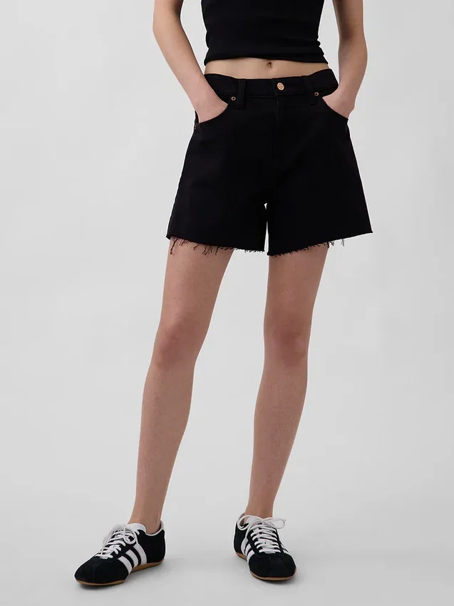 Pantalones cortos de talle medio ultrasuaves y holgados con bajo recortado de 4"