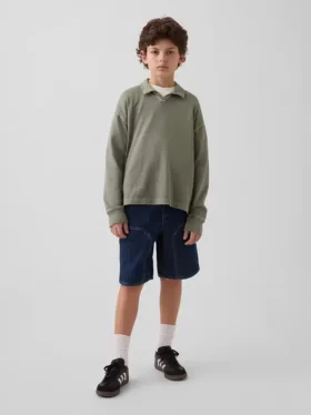 Pantalones cortos de vaquero holgados estilo carpintero para niños, inspirados en los años 90