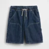 Pantalones cortos de vaquero holgados estilo carpintero para niños, inspirados en los años 90