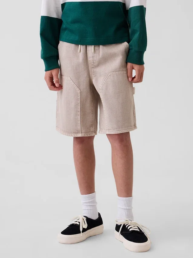 Pantalones cortos de vaquero holgados estilo carpintero para niños, inspirados en los años 90