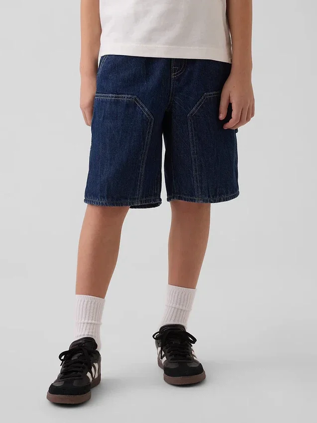 Pantalones cortos de vaquero holgados estilo carpintero para niños, inspirados en los años 90