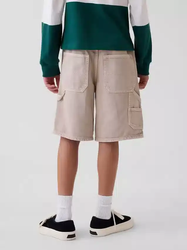 Pantalones cortos de vaquero holgados estilo carpintero para niños, inspirados en los años 90