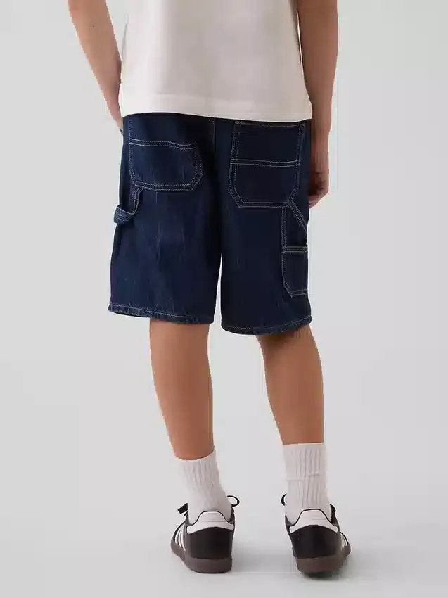 Pantalones cortos de vaquero holgados estilo carpintero para niños, inspirados en los años 90