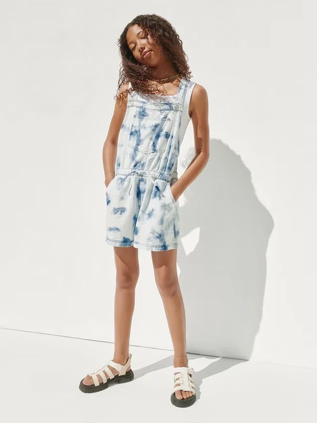 Pantalones cortos de vaquero tie-dye para niños, de corte holgado