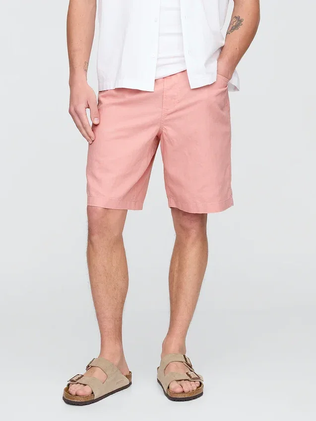 Pantalones cortos «Easy» de lino y algodón de 9"
