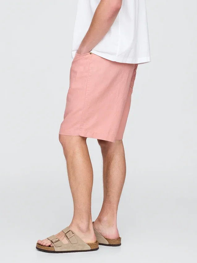 Pantalones cortos «Easy» de lino y algodón de 9"