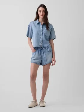 Pantalones cortos «Easy Dolphin» de denim ultrasuave de talle medio