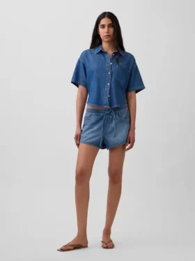 Pantalones cortos «Easy Dolphin» de denim ultrasuave de talle medio