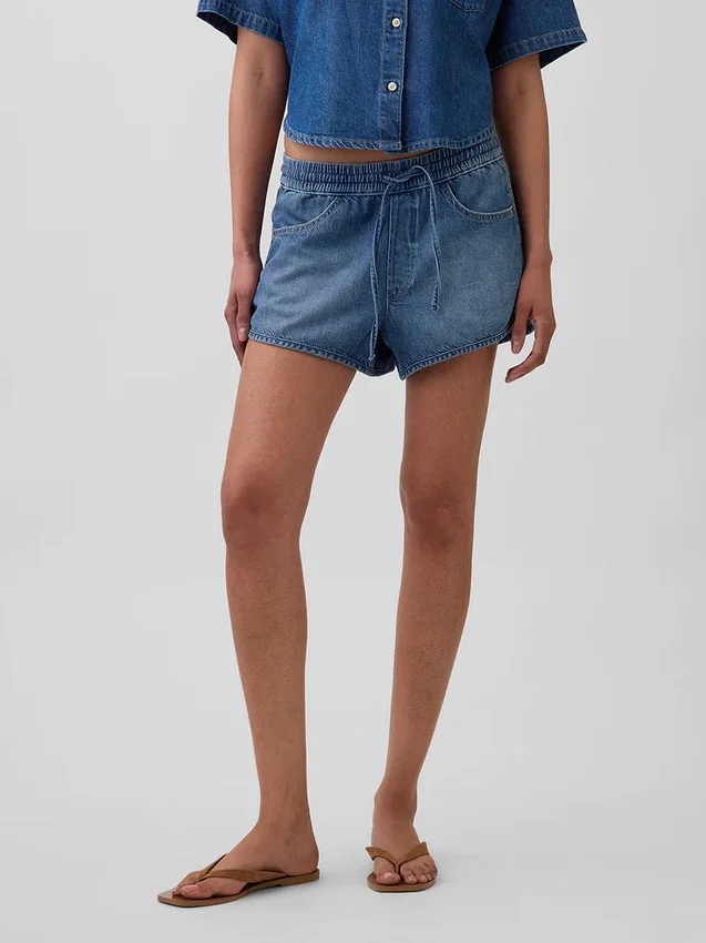 Pantalones cortos «Easy Dolphin» de denim ultrasuave de talle medio