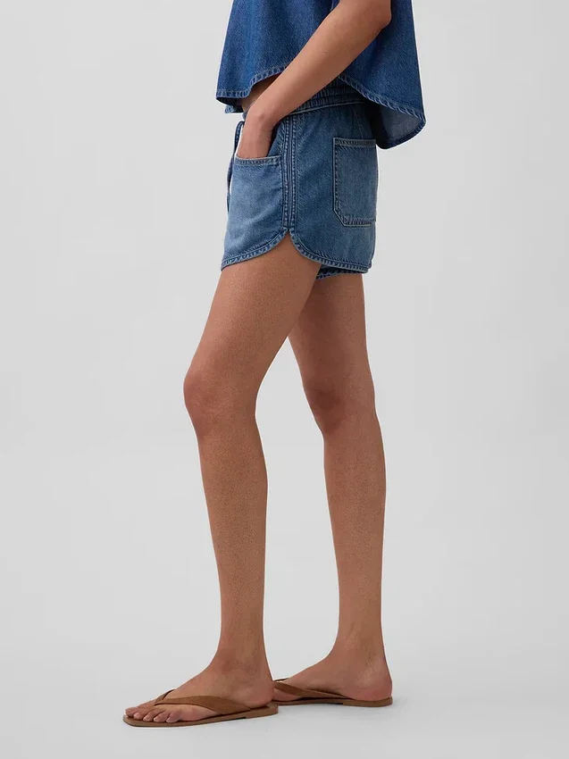 Pantalones cortos «Easy Dolphin» de denim ultrasuave de talle medio