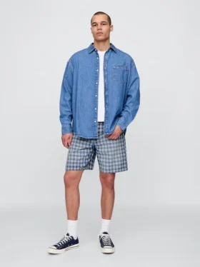 Pantalones cortos holgados de denim a cuadros estilo años 90