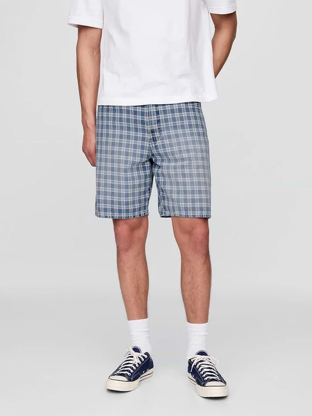 Pantalones cortos holgados de denim a cuadros estilo años 90