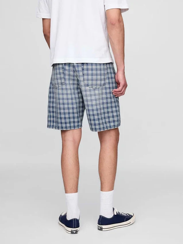 Pantalones cortos holgados de denim a cuadros estilo años 90
