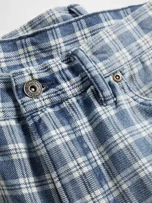 Pantalones cortos holgados de denim a cuadros estilo años 90