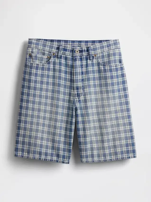 Pantalones cortos holgados de denim a cuadros estilo años 90