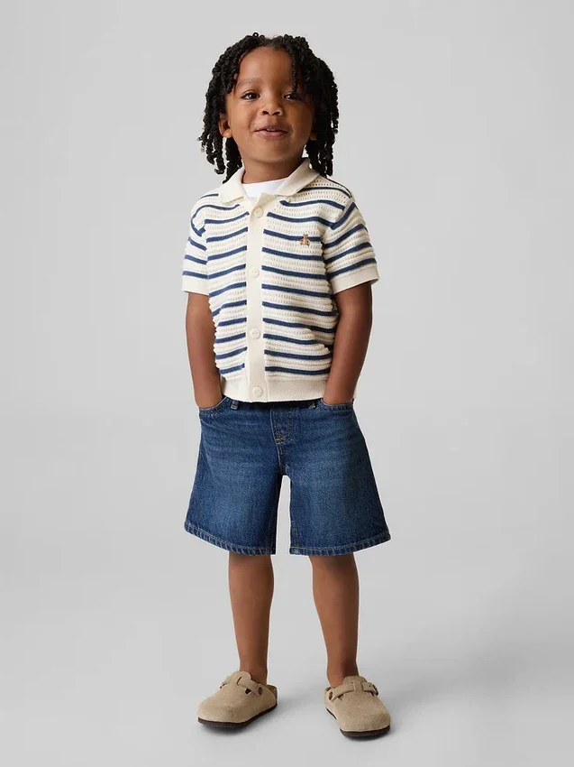 Pantalones cortos holgados de denim ultrasuaves para bebés y niños