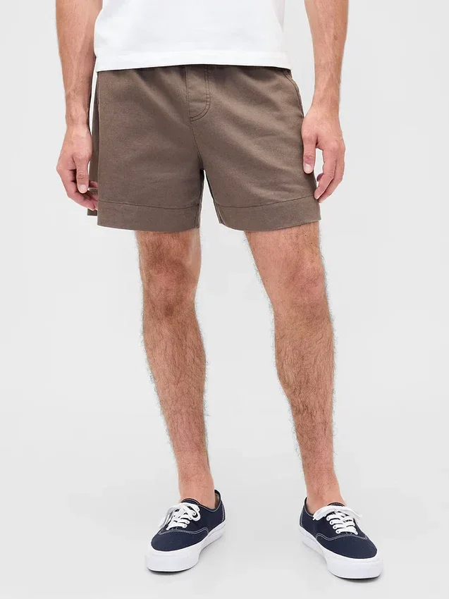 Pantalones cortos holgados de mezcla de lino de 5,5"