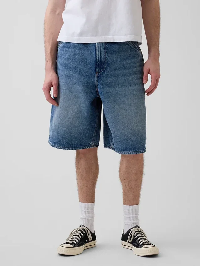 Pantalones cortos holgados de vaquero estilo carpintero de 10,5"
