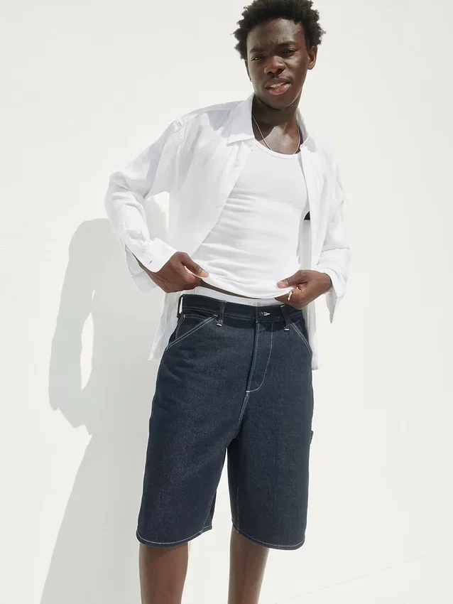 Pantalones cortos holgados de vaquero estilo carpintero de 10,5"