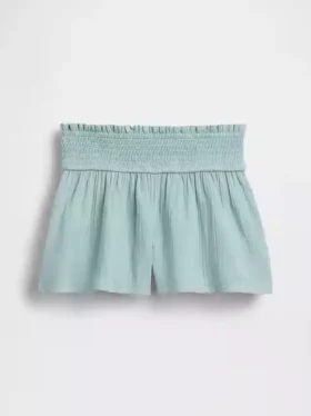 Pantalones cortos infantiles de gasa de algodón con bajo en forma de mariposa
