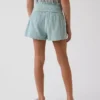 Pantalones cortos infantiles de gasa de algodón con bajo en forma de mariposa