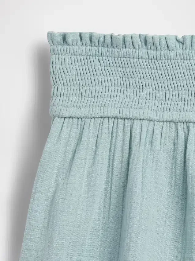 Pantalones cortos infantiles de gasa de algodón con bajo en forma de mariposa