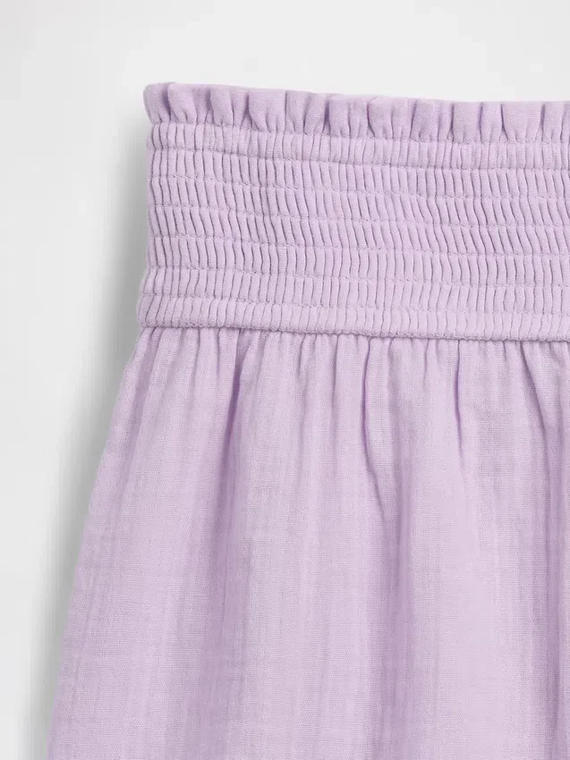 Pantalones cortos infantiles de gasa de algodón con bajo en forma de mariposa