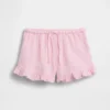 Pantalones cortos infantiles de gasa de algodón con volantes