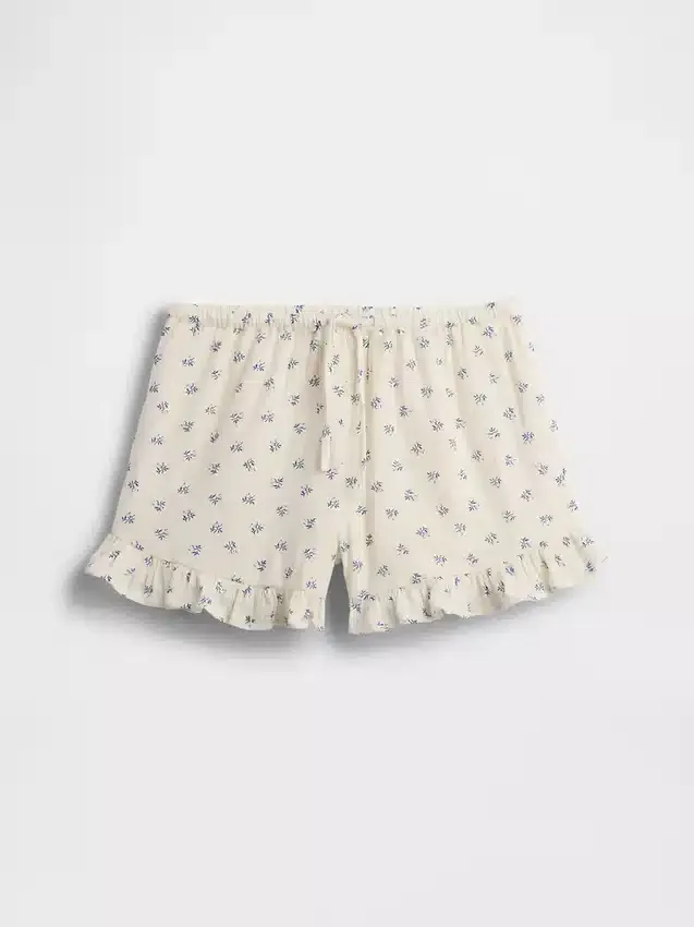 Pantalones cortos infantiles de gasa de algodón con volantes