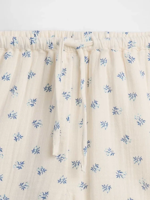 Pantalones cortos infantiles de gasa de algodón con volantes