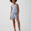 Pantalones cortos infantiles de lino y algodón con estampado de cuadros vichy