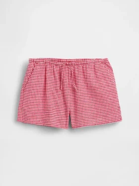 Pantalones cortos infantiles de lino y algodón con estampado de cuadros vichy