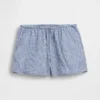 Pantalones cortos infantiles de lino y algodón con estampado de cuadros vichy