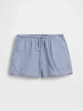 Pantalones cortos infantiles de lino y algodón con estampado de cuadros vichy