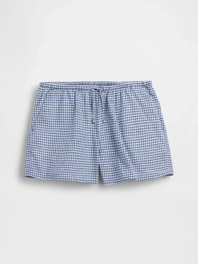 Pantalones cortos infantiles de lino y algodón con estampado de cuadros vichy
