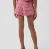 Pantalones cortos infantiles de lino y algodón con estampado de cuadros vichy